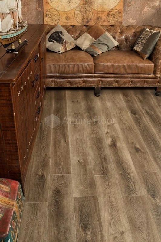 ПВХ Плитка Alpine floor Premium XL Дуб коричневый ECO 7-9